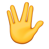 Raised Hand With Part Between Middle And Ring Fingers Emoji (Apple/iOS Version)